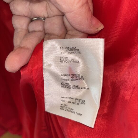 Michael Kors Red Rain Trench Coat Women L Lined Buckle Pockets Long Sleeve - Picture 13 of 14